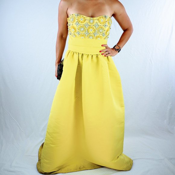 Marchesa Dresses & Skirts - Marchesa Notte Yellow Strapless Gown $995